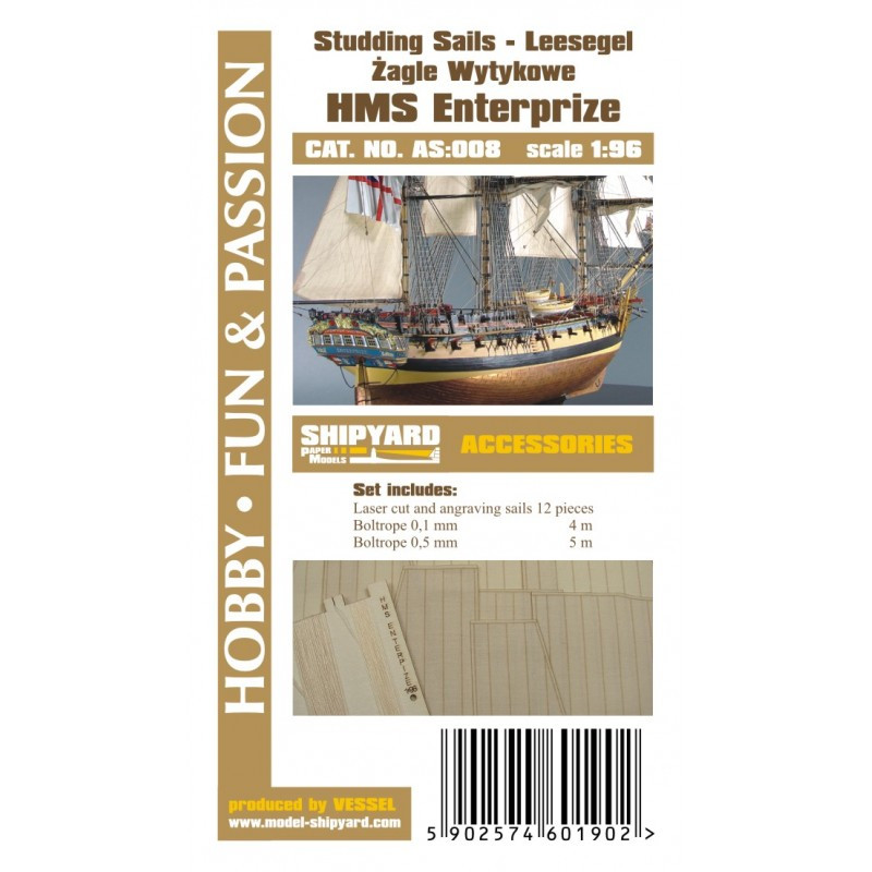 HMS Enterprize - studding sails