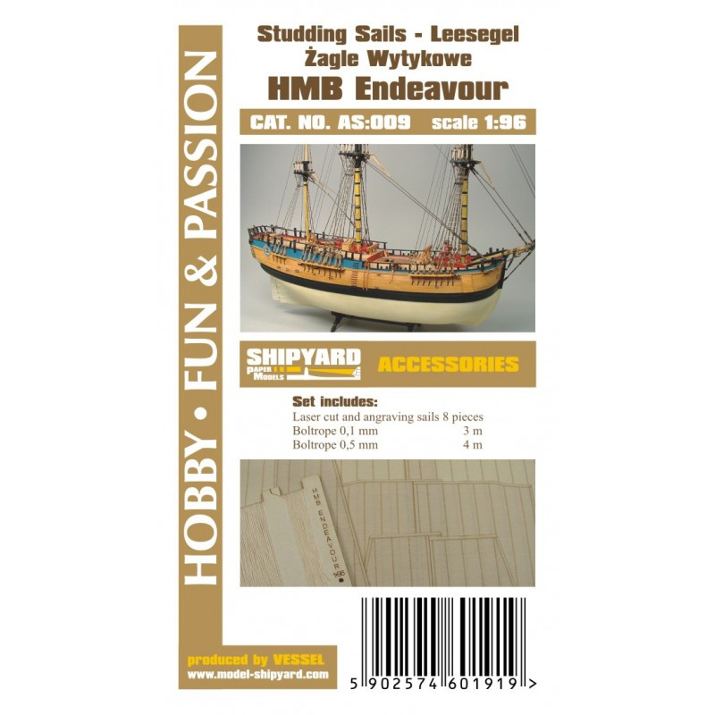 HM Bark Endeavour - studding sails