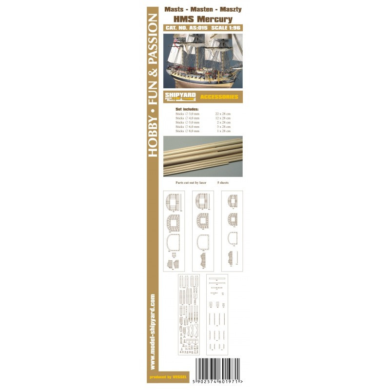 Accesories for making Masts and Yards HMS Mercury
