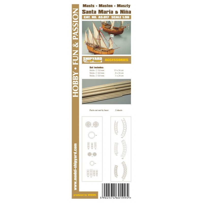 Accesories for making Masts and Yards Santa Maria and Nina