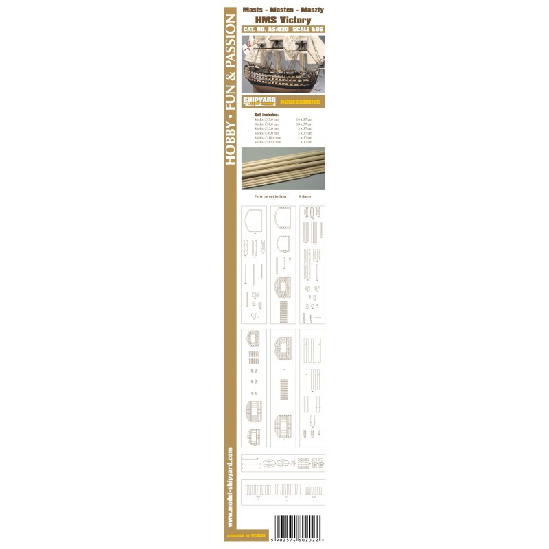 Masten mit Lasercut Detailsatz HMS Victory